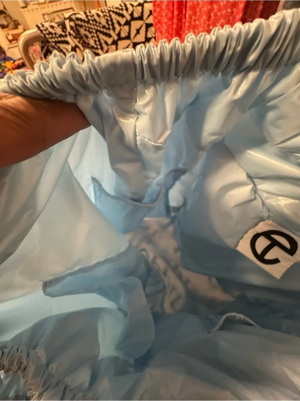 Telfar Light Blue 'Thank You For Shopping” Ruched Handle Tote